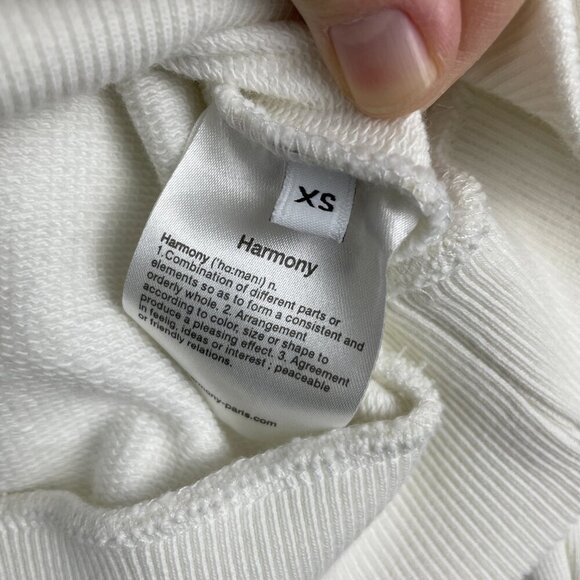 Harmony Paris Women's White Cropped Sweatshirt w/ Center Seam - Size XS - Picture 4 of 6